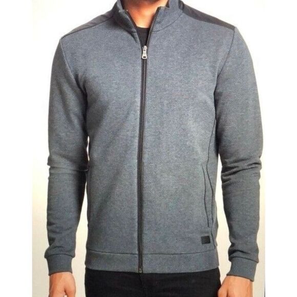 Boss Hugo Boss Cannobio 21 Men’s XL Full Zip Sweater Gray Mock Neck Slim-Fit - Picture 1 of 8